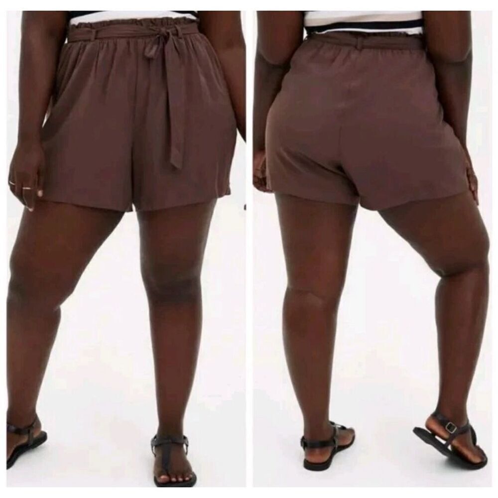 Torrid Brown Mid Rise Paperbag Waist‎ Shorts 2X